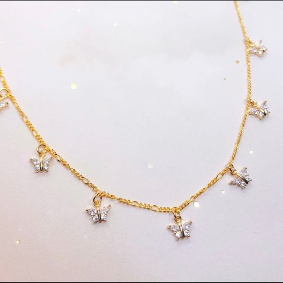 Gold Butterfly Choker Necklace - Picture 2 of 4